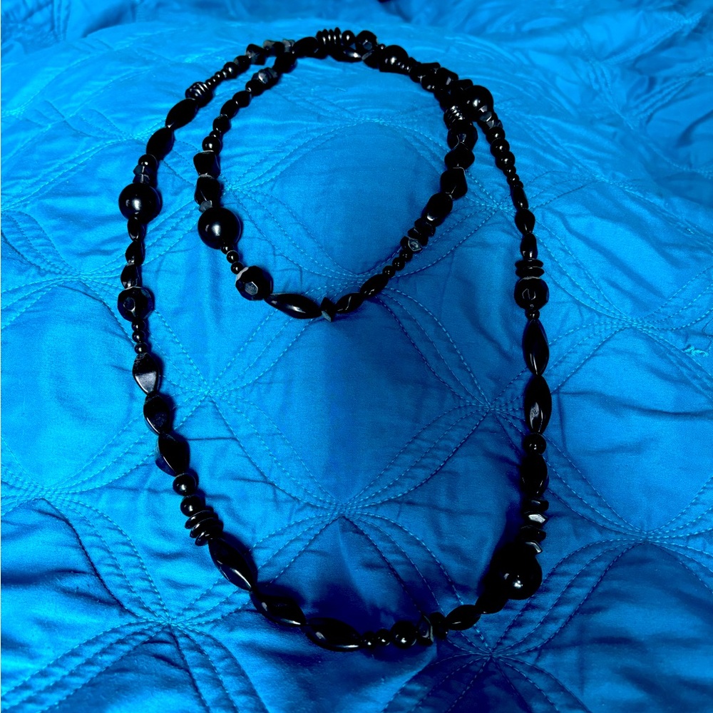 Chunky Black Bead Layer Necklace